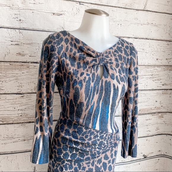 Cache Womens cocktail sweater dress with animal print - Picture 3 of 7